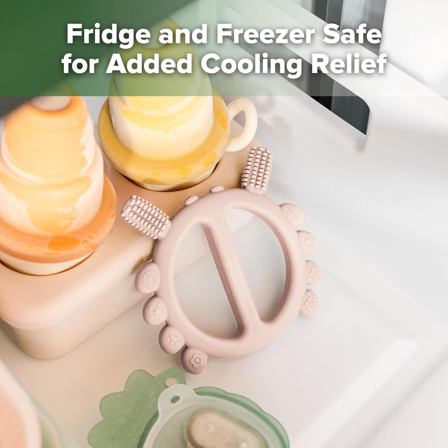 Haakaa Silicone Crab Baby Teether,Teething Toys,360&deg; Baby Toothbrush Head for Infant Self-Brushing Training,Food-Grade Silicone,Steel, Blush - Pea Green image number 7