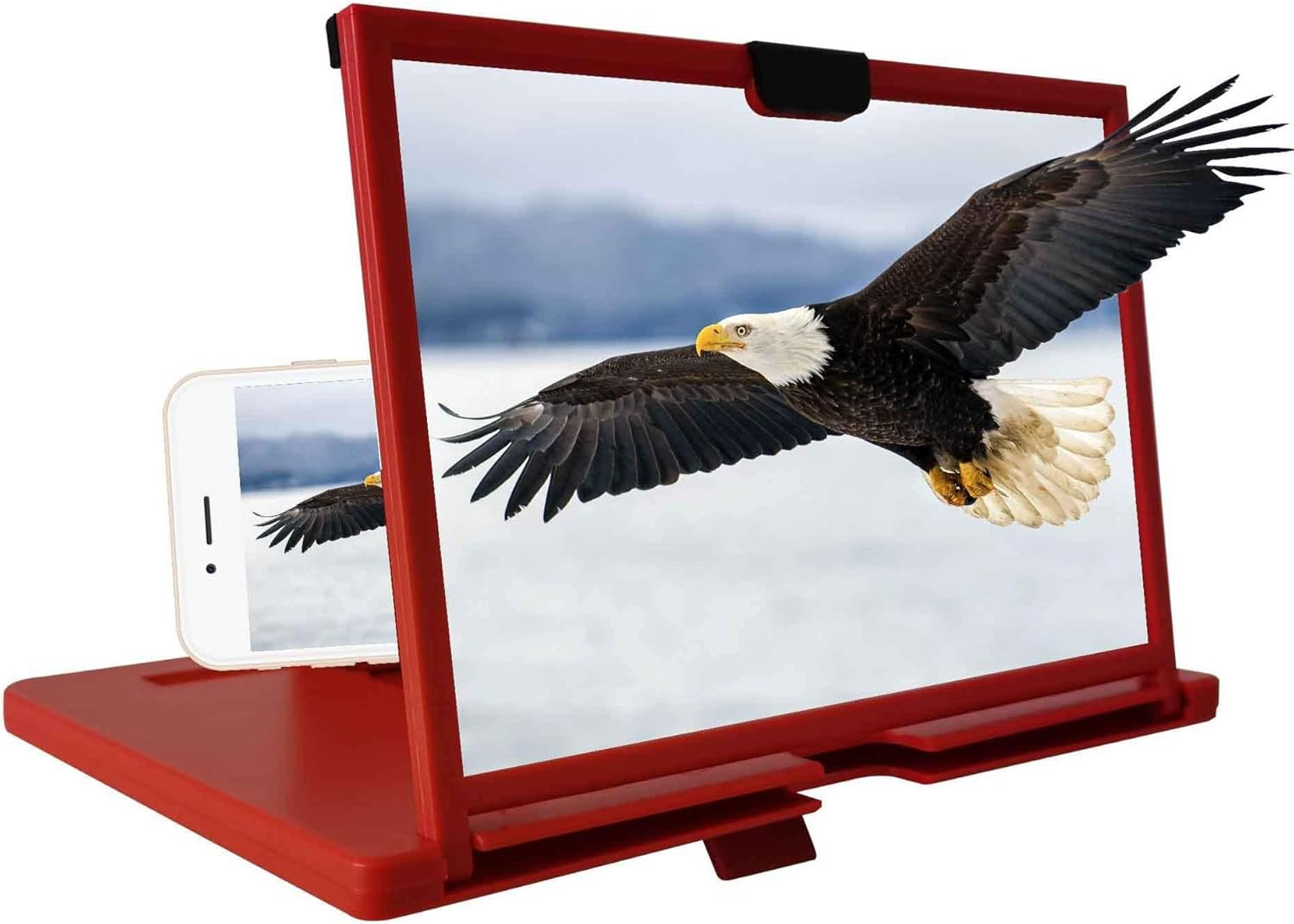 12" Magnifier for Cell Phone - 3D HD Projector Screen Enlarger, Smartphone Desktop Bracket, Universal Cellphone Magnifier Holder (Black)