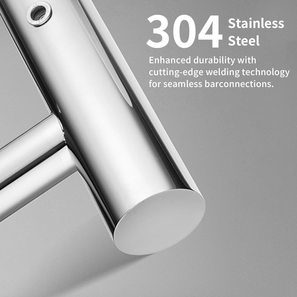 Viviendo Polished Premium Stainless Steel Electric Heated Towel Rack - 9 Bar 106Cm Chrome image number 1