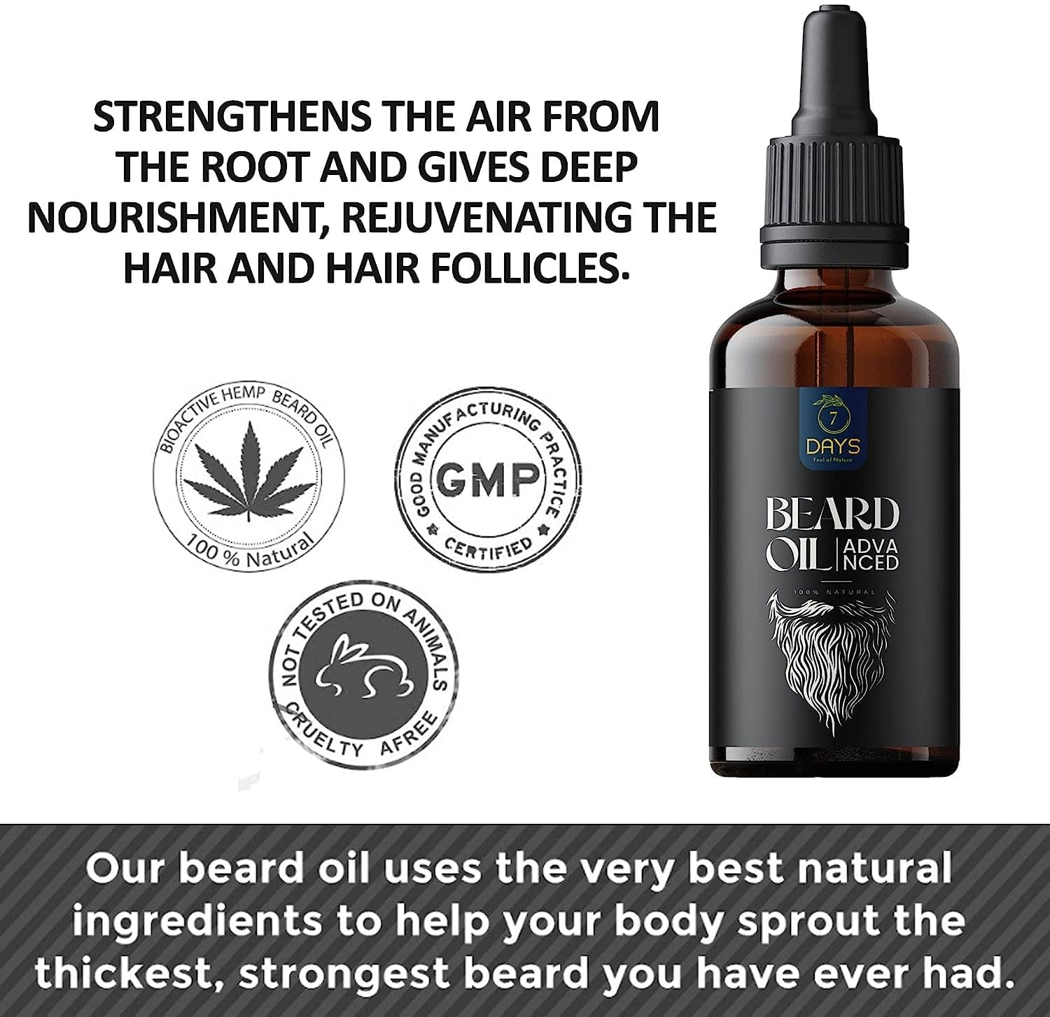 Green Velly 7 Days Beard Growth Oil for Men, Enriched with Argan Oil & Vitamin-E, Transform Your Facial Hair with Our Natural Beard Growth Oil - 30 ML