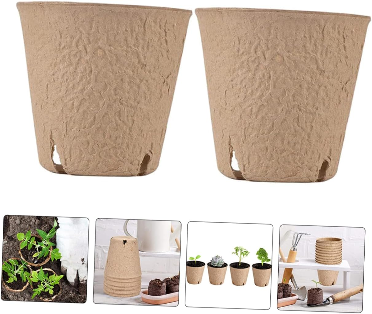 YARNOW 50Pcs round Paper Pulp Pots for Germination Planting Baskets Drainage Nursery Containers for Indoor and Outdoor Gardening image number 1