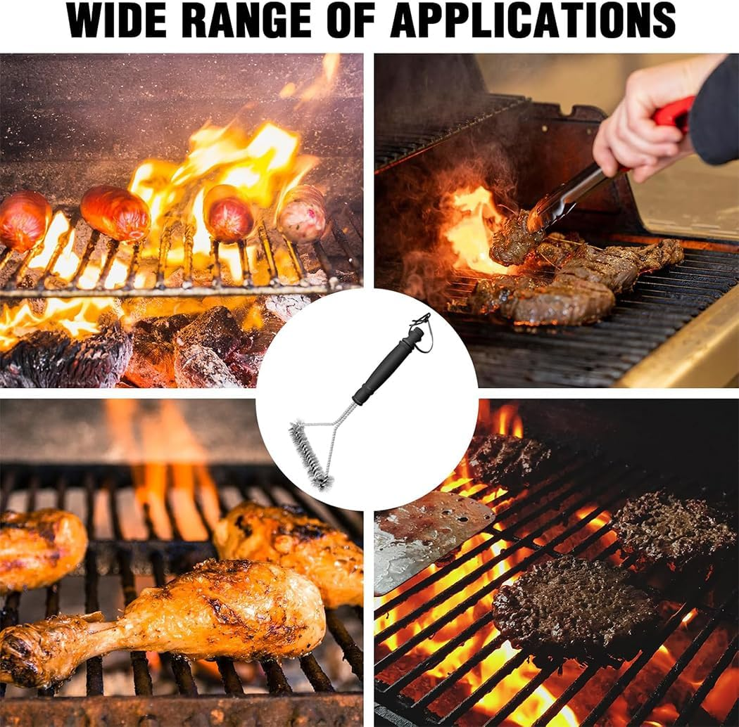 Idopick 2 Pcs BBQ Grill Brush, Stainless Steel Wire Barbecue Cleaning Brush with Plastic Handle for Grill Cooking Grates, Racks Burners, Char-Broil, Weber, Porcelain image number 2