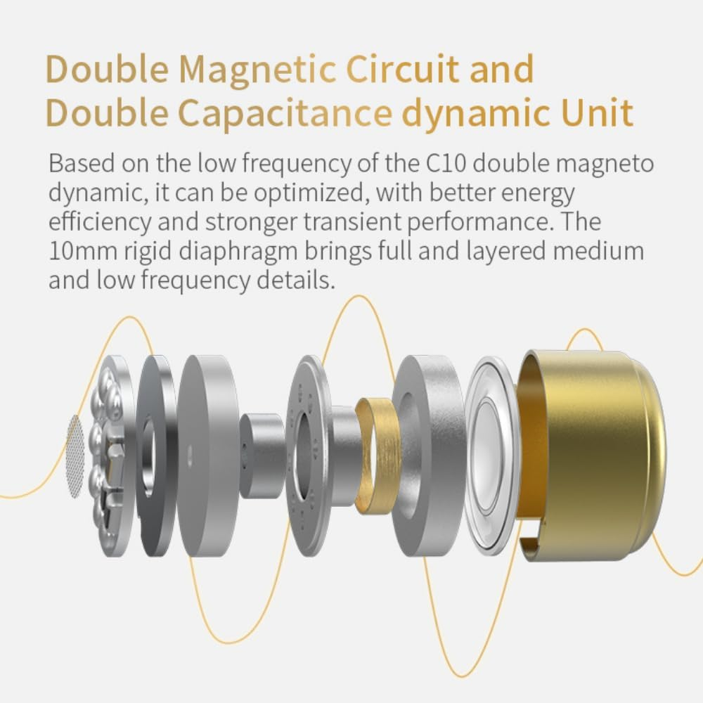 Hifi Kingdom CCA C12 5BA+1DD Hybrid In-Ear Monitor IEM Earphone Musician Headset 0.75Mm 2Pin (Blue with Mic) image number 3