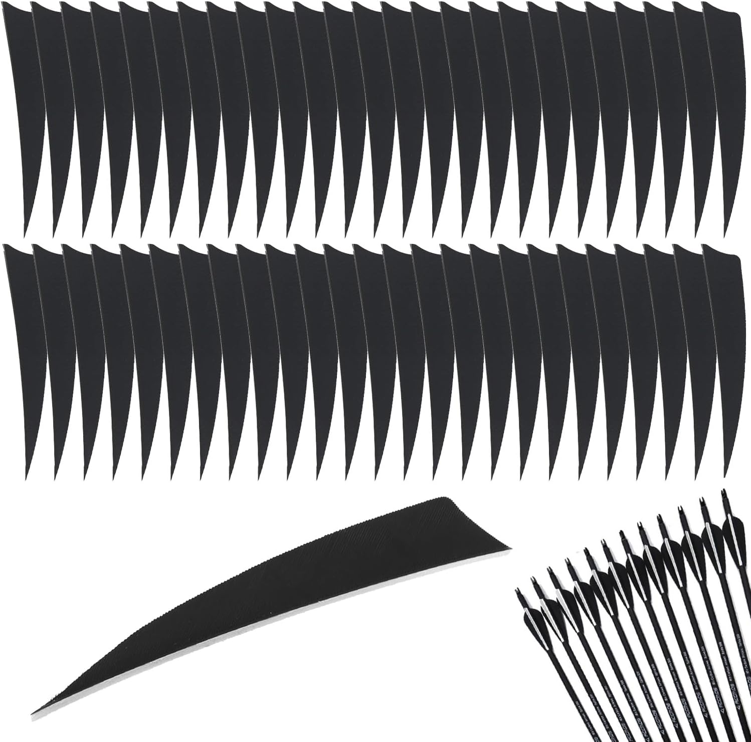 Wzenclave 50 Pcs Arrows Vanes 4-Inch Shield Shaped Feather, Left Feather, Feather DIY, Turkey Feather Traditional Bow, Recurve Bow, Archery Arrow Feather for Hunting Arrow Accessories DIY Archeryr