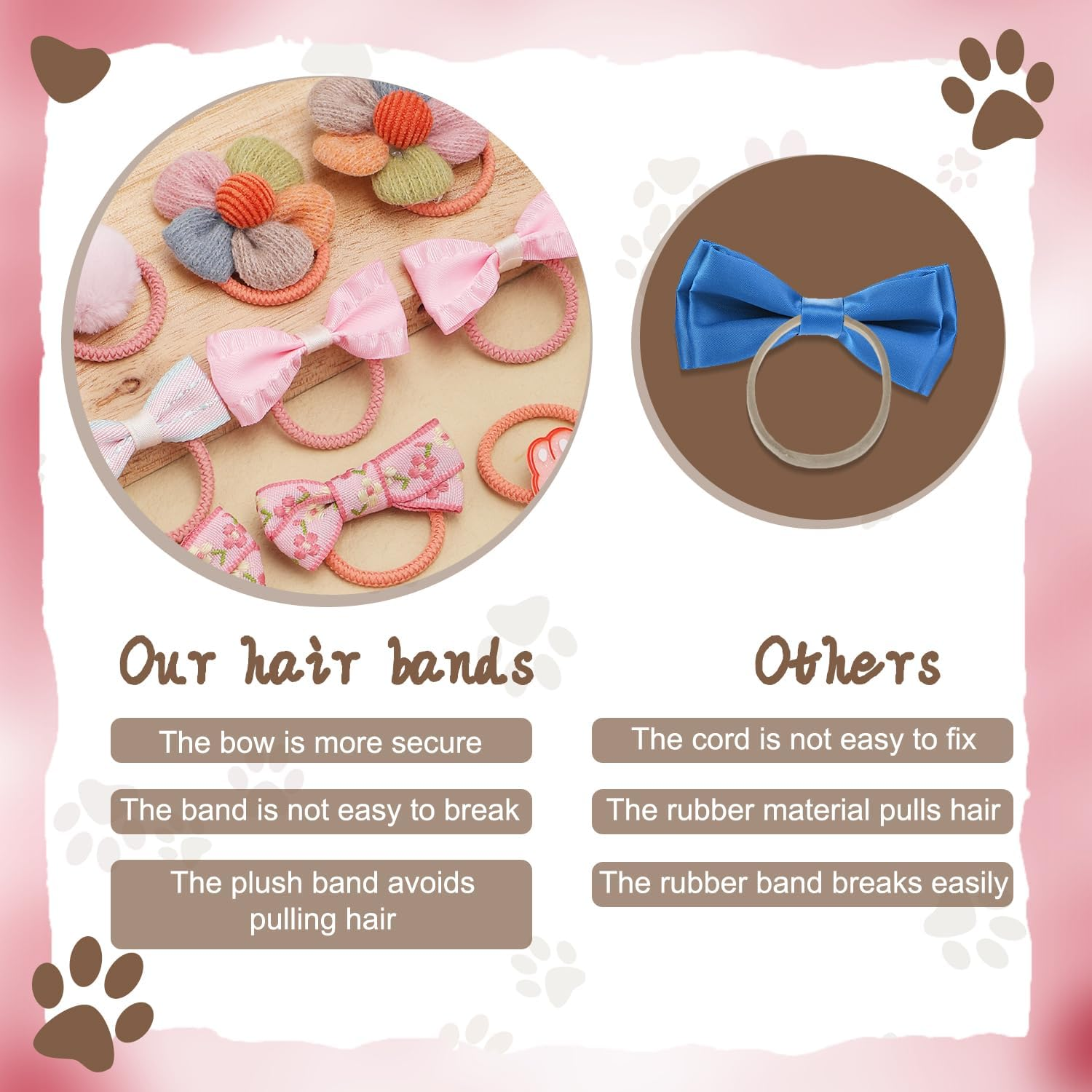 BOXOB 20Pcs Dog Hair Bows Pink Bows for Small Dogs Cute Elastic Bows for Dogs Elastic Hair Rabbit Flower Bows for Puppies image number 2