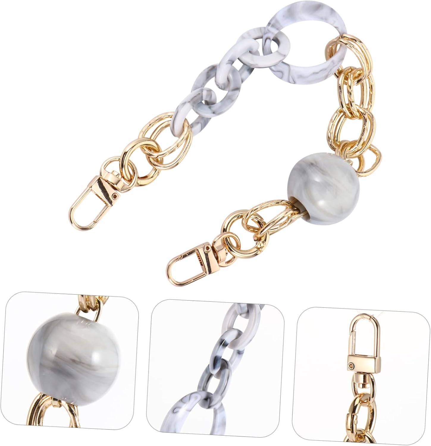 SHINEOFI Retro Acrylic Bag Chain Stylish Decorative Purse Strap for Women Lightweight Resin Replacement Accessory for Unique Handbags and Travel Bags - Multi image number 4