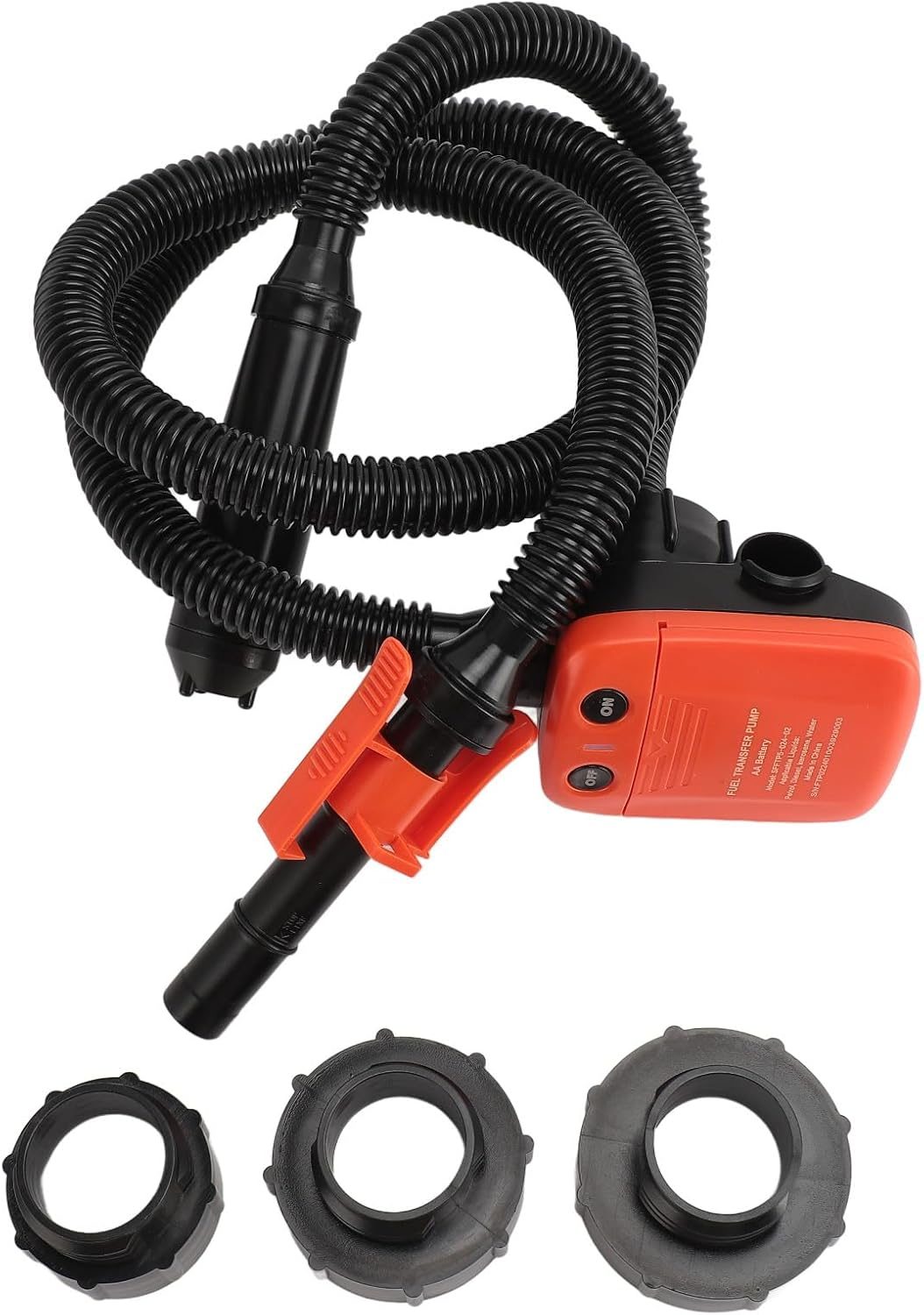 Automatic Fuel Transfer Pump, Flexible Intake Hose Fits Most Irregular Gas Cans for Gasoline Kerosene More, Fuel Transfer Pump with Automatic Stop Sensor with 3 Size Adapter image number 5