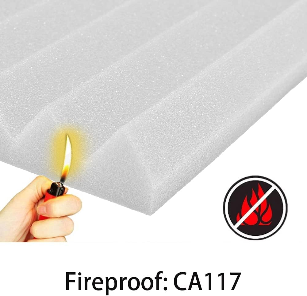 12 Pcs Sound Proofing Panels Acoustic Foam Panels - 12" X 12" X 1" Soundproofing Studio Foam Panels for Studio KTV Soundproof Treatment Paint Pads Fireproof Paper Wall Sticker White