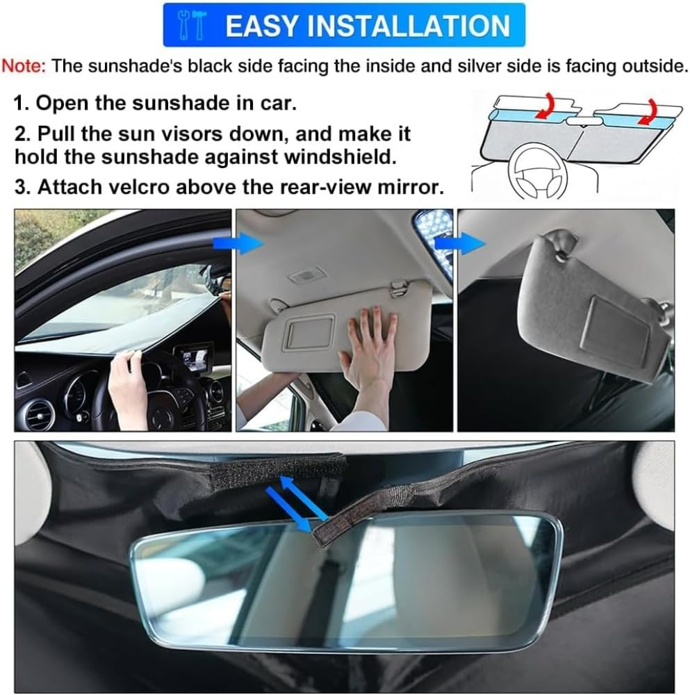 Windshield Sun Shade Fit for Chevrolet/Chevy Silverado 1500 2019-2024 2025 Accessories, Foldable Window Shade Sun Visor Blocks UV Rays image number 6