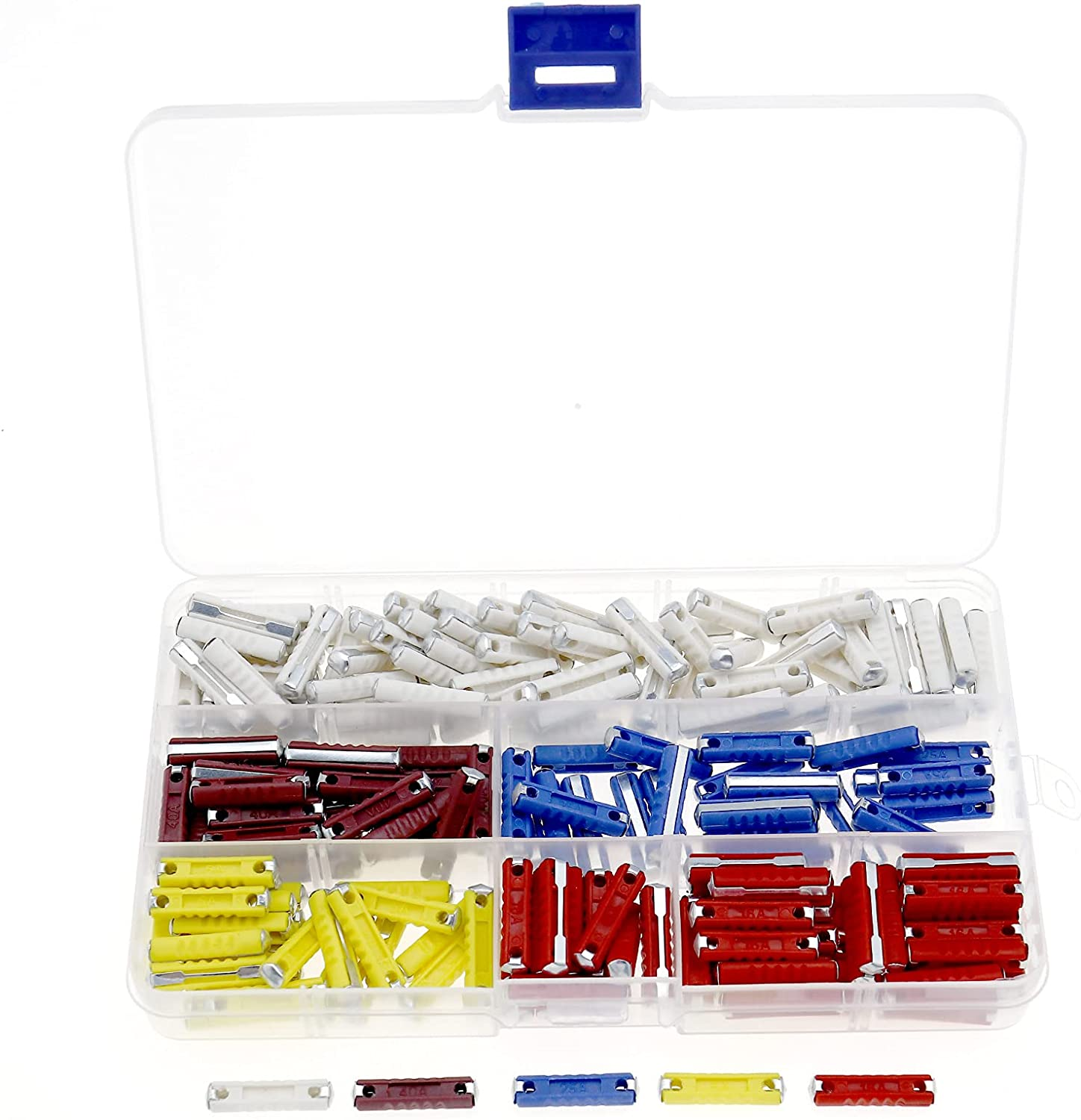 200Pcs Car Repair Parts Torpedo Fuses Replacement Kit Box 5A/ 8A/ 16A/ 25A/ 40A Ceramic Continental Fuses Assortment image number 1