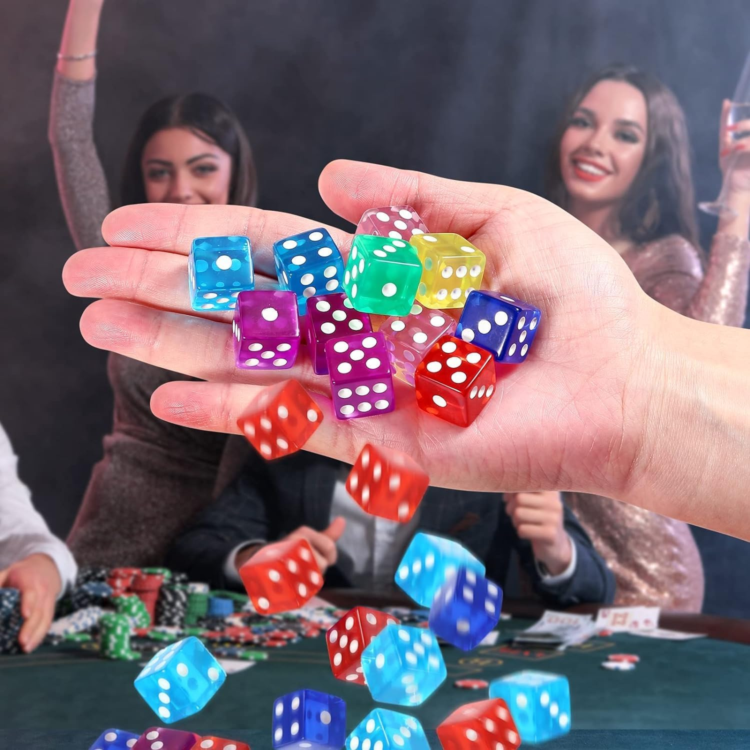 GWHOLE 40 Pieces Polyhedral Dice 6-Sided Dice Set for Math Learning, Casino, Games, Party Favor and Gifts, 8 Colors image number 6