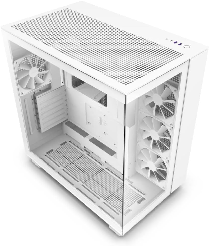 NZXT H9 Elite CM-H91EW-01 Dual-Chamber ATX Mid-Tower PC Gaming Case Includes 3 X 120Mm F120 RGB Duo Fans with Controller Glass Front, Top & Side Panels 360Mm Radiator Support White