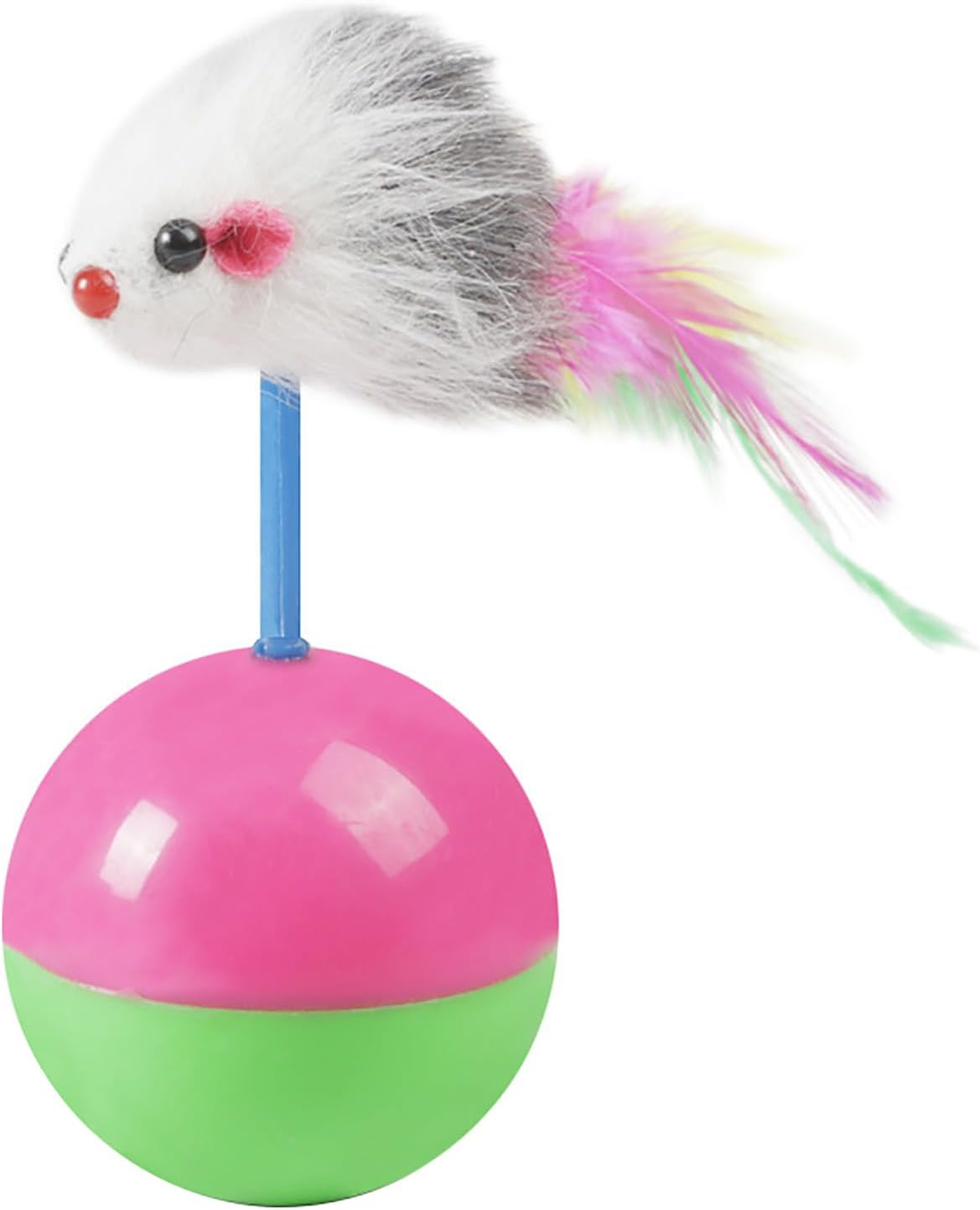 Interactive Cat Toy Ball, Cat Mouse Teaser Toy with Feather, Bobblehead Interactive Ball Toy Rolling Chase Ball Interactive Cat Ball Toy Set for Kitten Play Exercise Entertainment image number 6