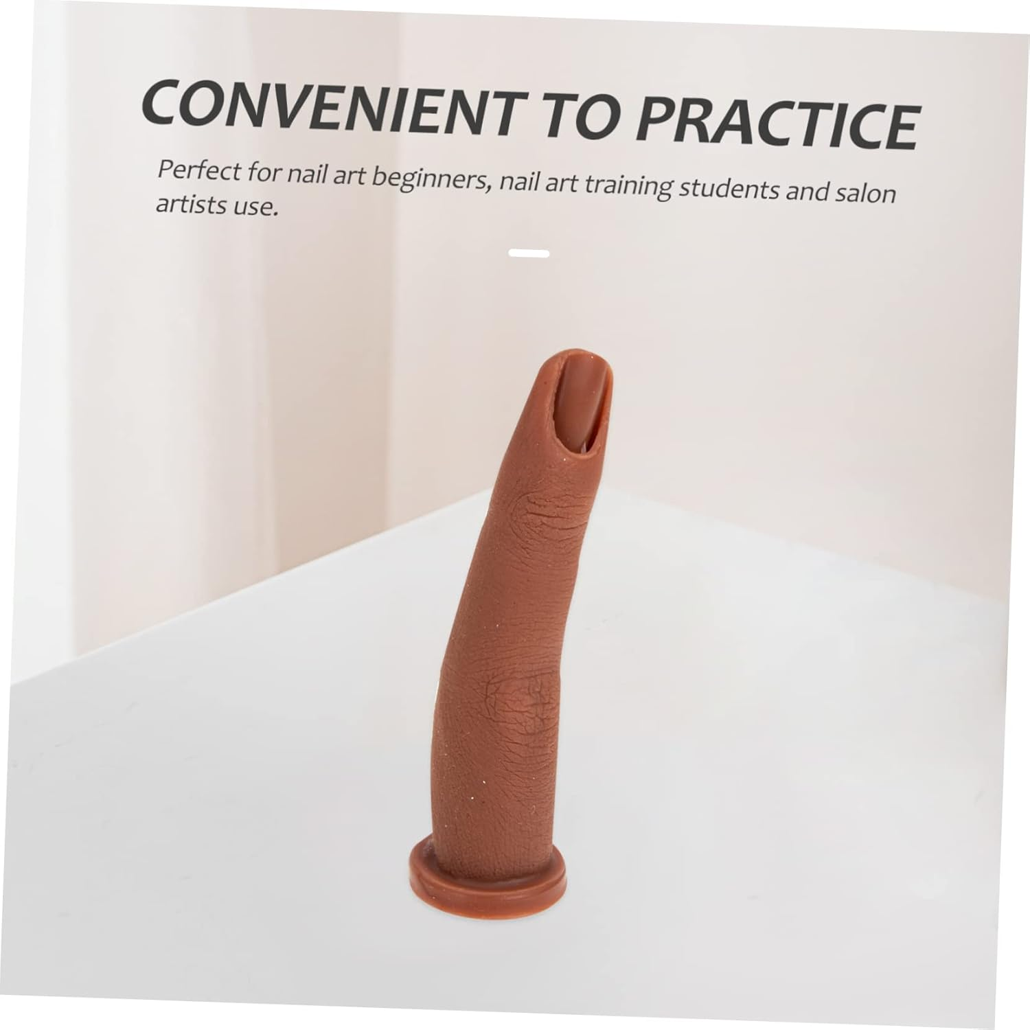 Healeved Nail Art Training Fake Finger to Practice Realistic Nail Practice Hand Sturdy Silicone Prosthetic - Brown image number 6