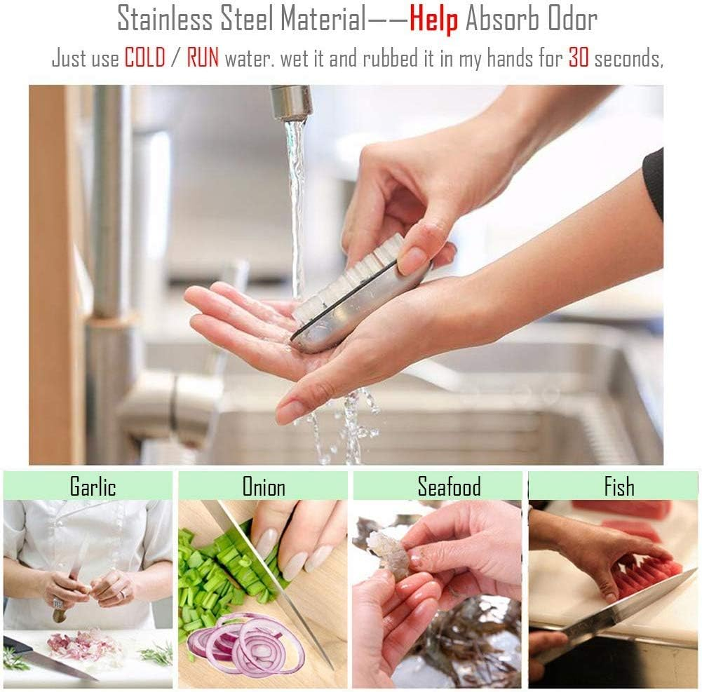 Hand and Nail Brush Cleaner,Stainless Steel Soap, Fingernail Toe Cleaning Scrubbing Brushes & Help Eliminating Smells Absorb Odor (Silver) image number 2