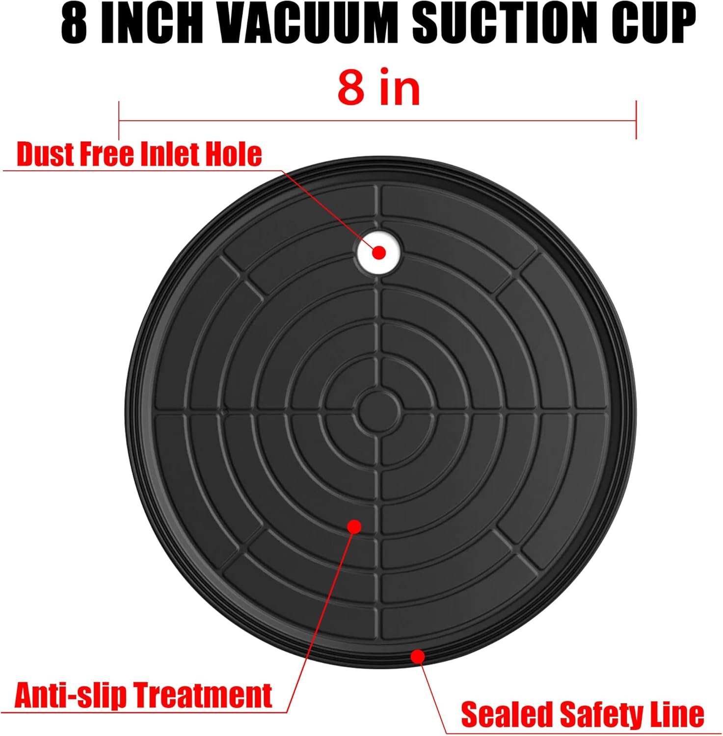 Vashly 2 Pack 8 Inch 440 Lbs with Suitcase Industrial Heavy Duty Handle Vacuum Large Glass Suction Cup Lifter,For Lifting Replace Auto Windshield Installation Glass/Granite Tile/Marble/Handing Tool image number 3