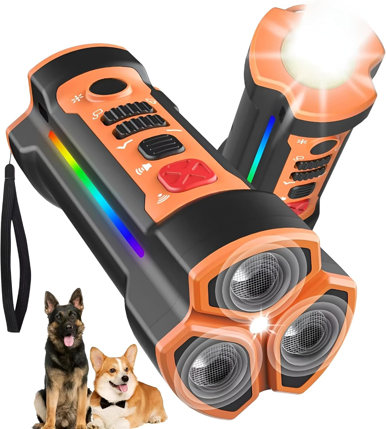 Ultrasonic Dog Bark Control Device - Rechargeable Anti-Bark Trainer with Beep, Flashlight, Triple Ultrasonic Heads, Dual Sonic Modes, 80FT Range, for Small Medium Large Dogs (5-120 Lbs, 6M-8Y) image number 4