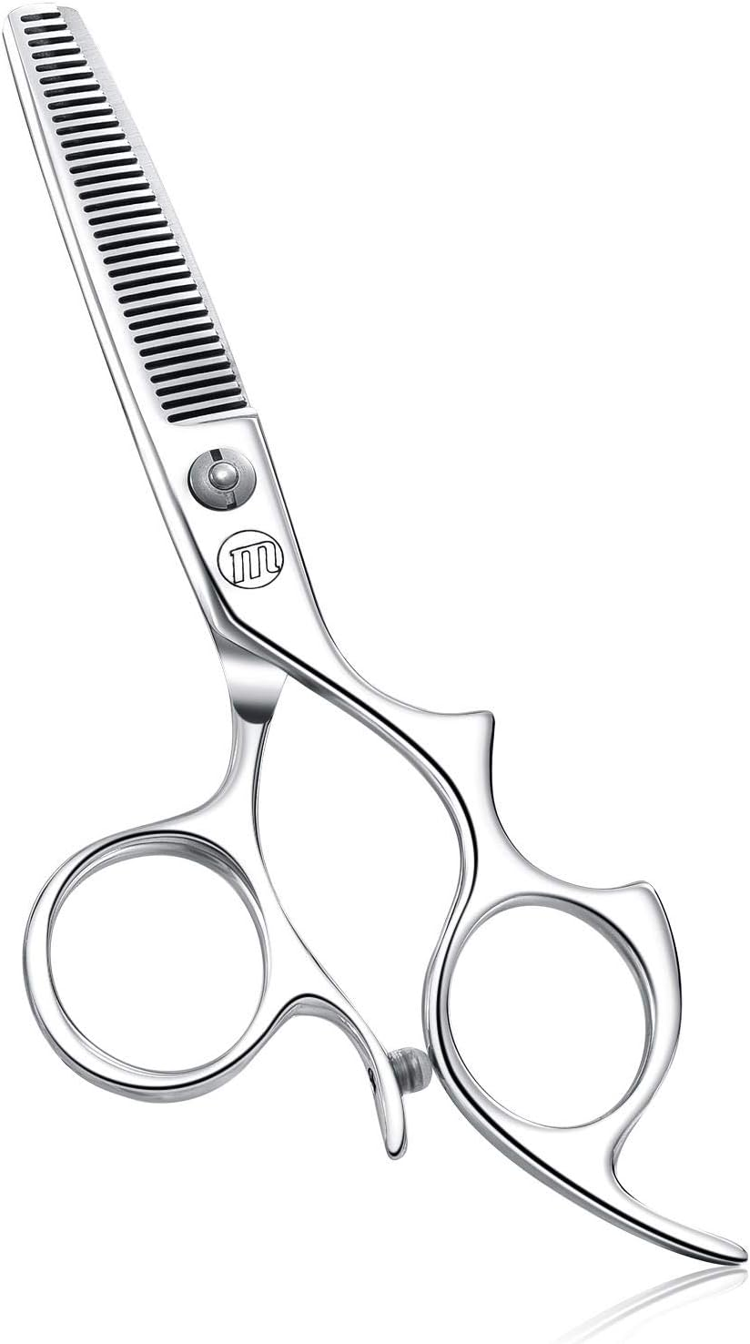 Moontay 6.0" Hair Cutting Shears Set with Large Finger Holes, Professional Barber Stylist Texturizing Shears, Salon Hair Cutting Scissors, 440C Japanese Stainless Steel, Silver