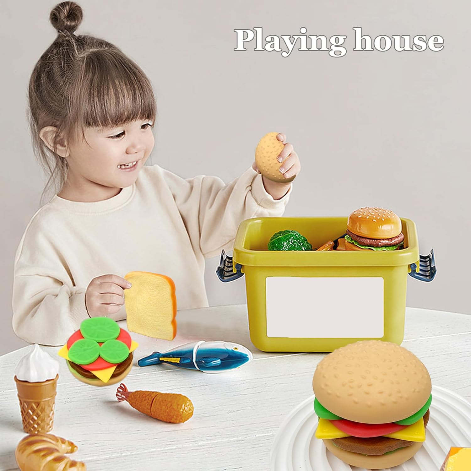 7 Layers Hamburger Toy Stress Relief Soft Simulation Food Detachable Burger Squeeze Toys Kawaii Squishies Birthday Gift for Kid image number 1
