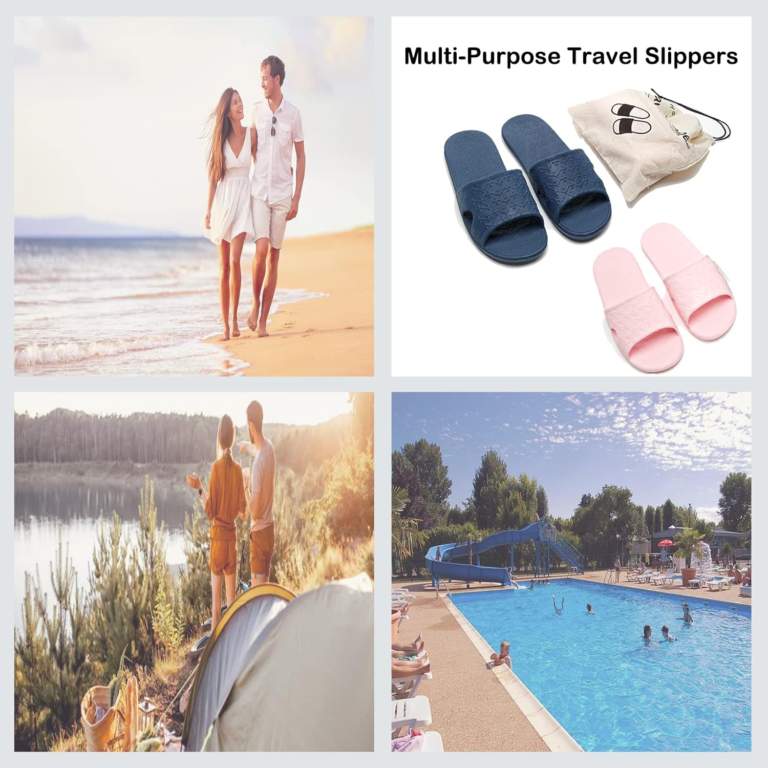 Anmerl Travel Slippers for Women and Men, Portable Foldable Slippers with Cotton Storage Bag, Soft Comfy Non-Slip Quick Dry House Bathroom Shower Shoes Spa Gym Swimming Beach Sandals image number 4