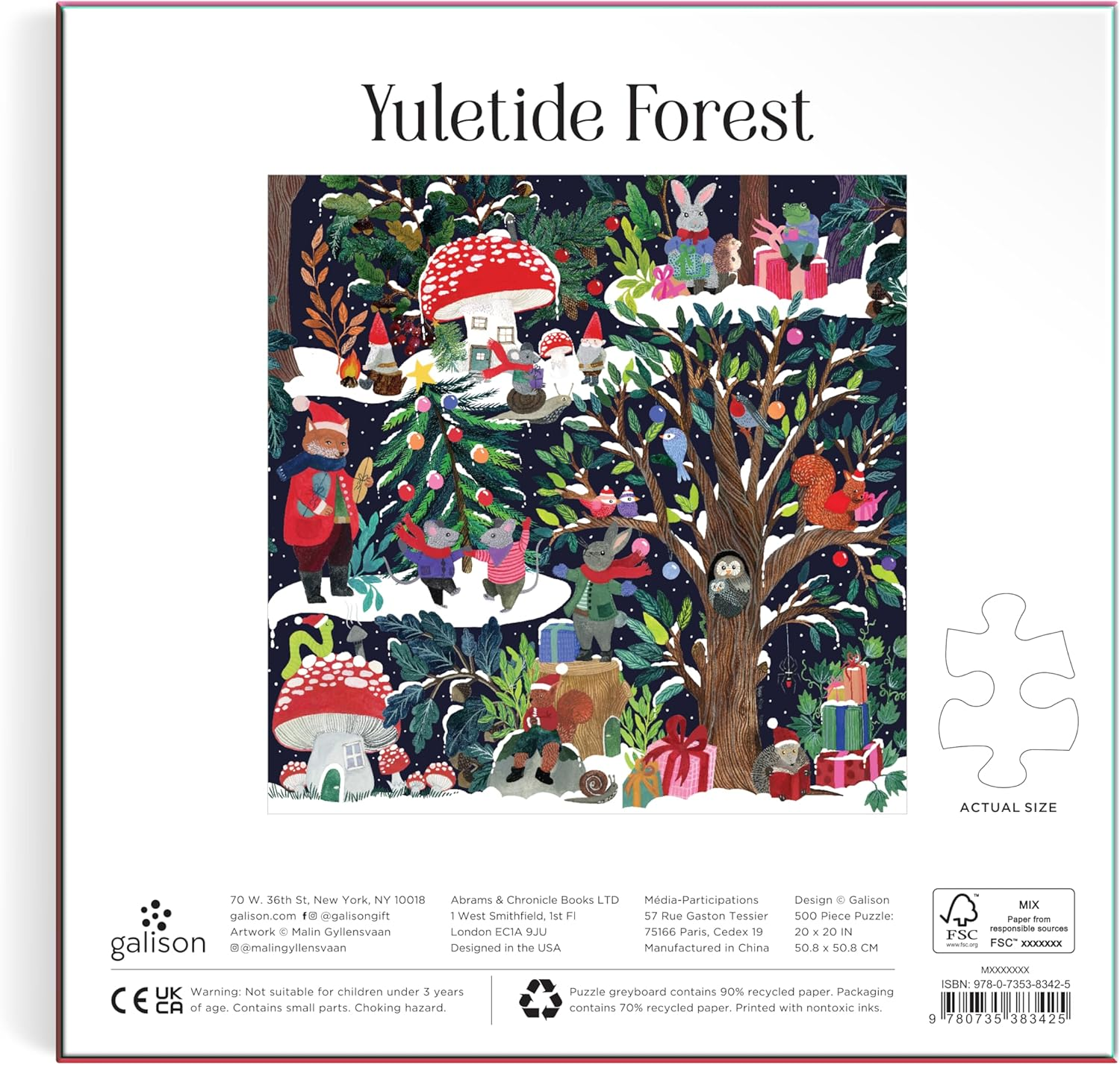 Galison 9780735383425 Yuletide Forest Puzzle (500-Pieces) image number 3