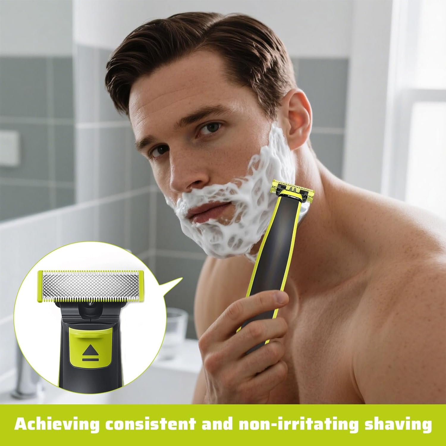 For Philips One Blade Replacement Head, 2Pcs Suitable for Oneblade Razor, One Blade Replacement Head Suitable for Oneblade Razor, Compatible with QP210/50, 220 2523 2520 2527, Etc image number 5