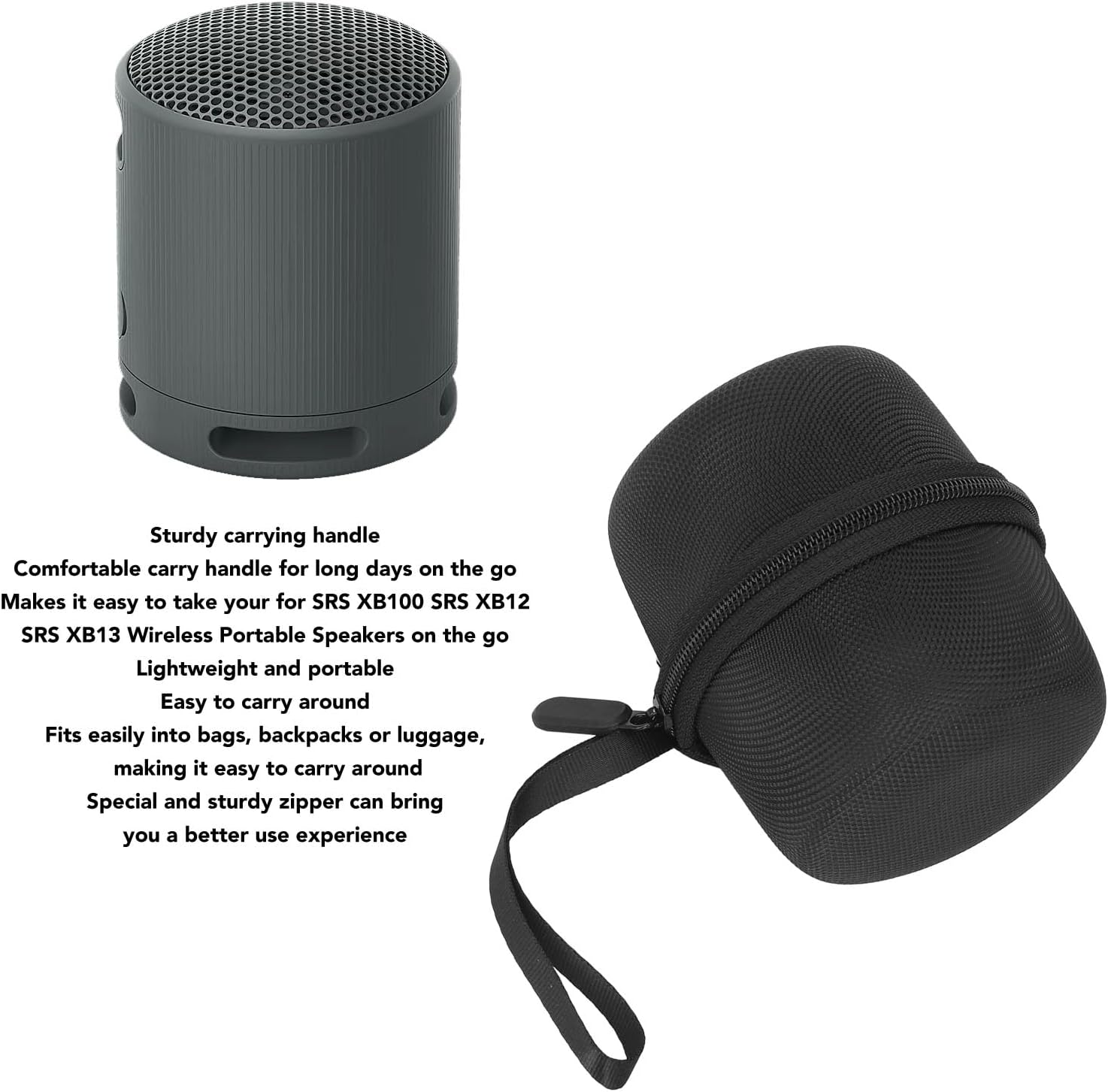 Carrying Case for SRS XB100/XB12/XB13 Speaker, Waterproof EVA Hard Case, Hard Shell Protective Storage Travel Case, Black image number 4