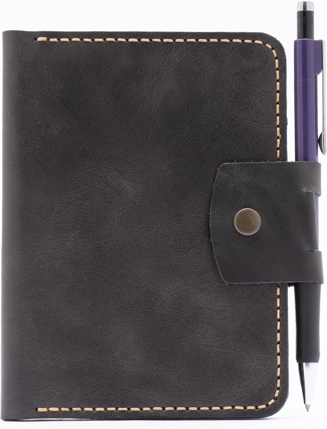 Handmade Passport Leather Case, Wallet Credit Card Holder (Dark Grey), Dark Brown, Genuine Leather Cover image number 3