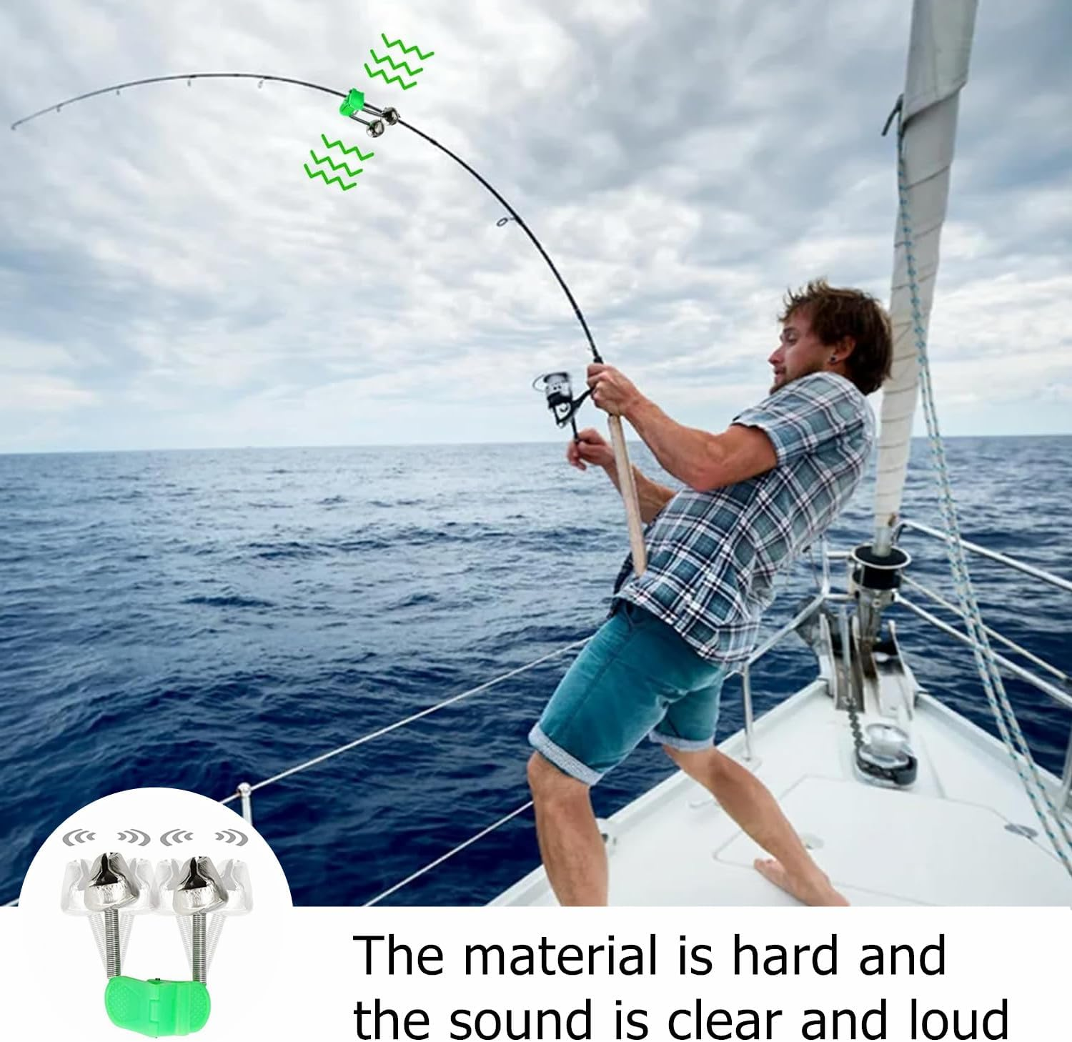Kastetards 30 Pcs Fishing Bell Alarm Devices, Fishing Bells,Bait Alarm Bells, Fishing Bell Clip Fishing Rod Alarm Devices, Dual Alarm Clip with Super Loud Volume, Fishing Rod Alarm Bells (Green) image number 2