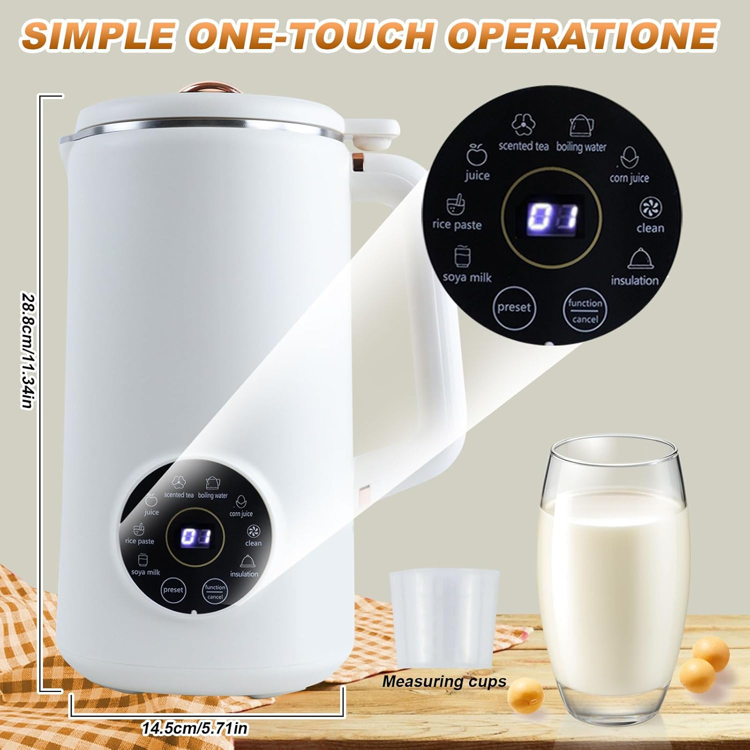 Nut Milk Maker Machine,Soy Milk Maker,1L Soup Maker with LED Display,Milky Plant Machine with Timer|Auto-Clean|Filter Free|Keep Warm,For Homemade Soy Almond Plant Oat Milks,Milkshake,Porridges image number 1