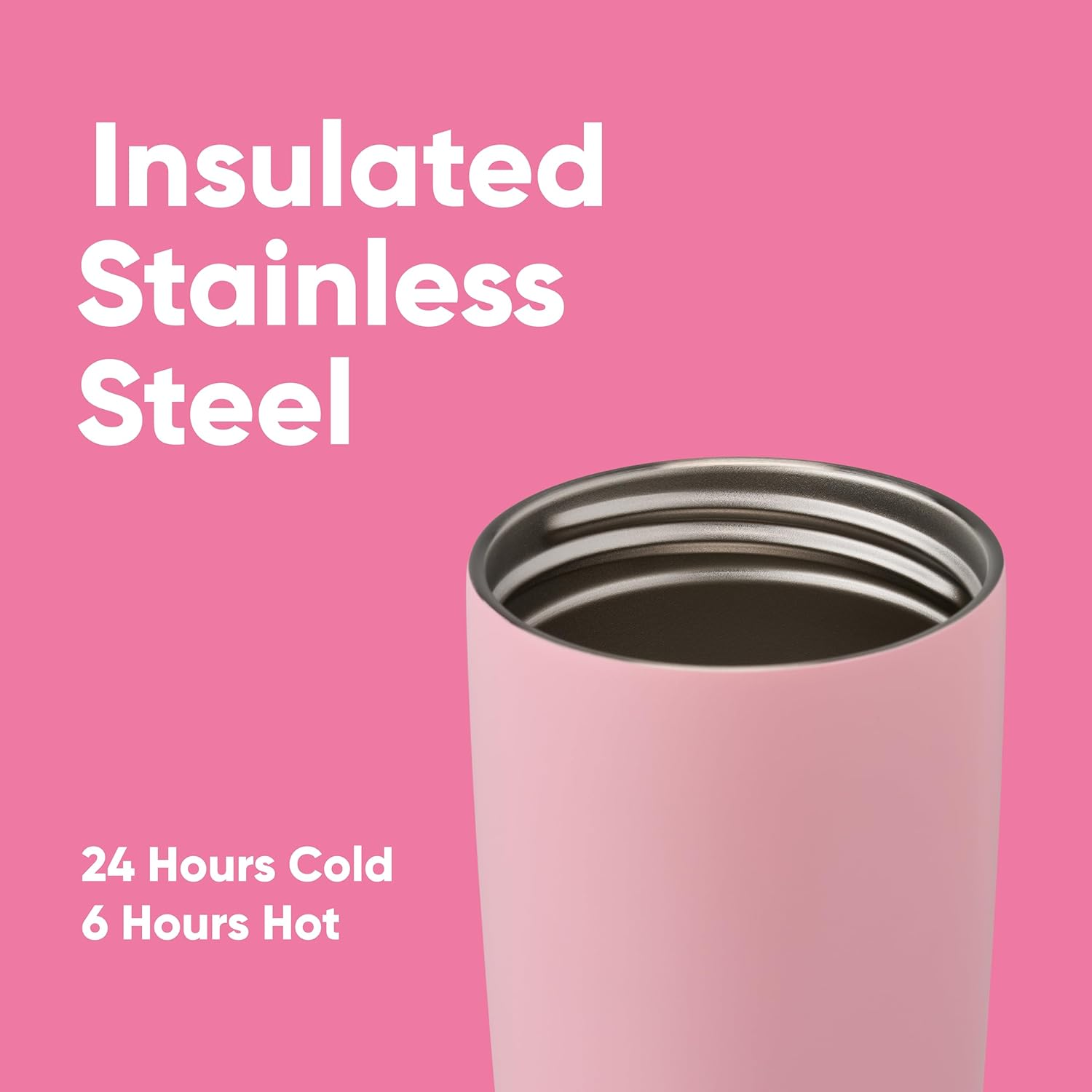 Owala Smoothsip Slider Insulated Stainless Steel Coffee Tumbler, Reusable Iced Coffee Cup, Hot Coffee Travel Mug, BPA Free 20 Oz, Pucker Up image number 2