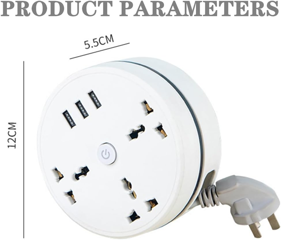 Civiliank Universal Power Strip, Civiliank Right Wrapped around Extension Cord, Retractable Power Strip with 3 Outlets 3 USB Ports, Universal Travel Power for Office Travel Hotels (5.9Ft+9.2Ft) - 5.9Ft+9.2Ft image number 2