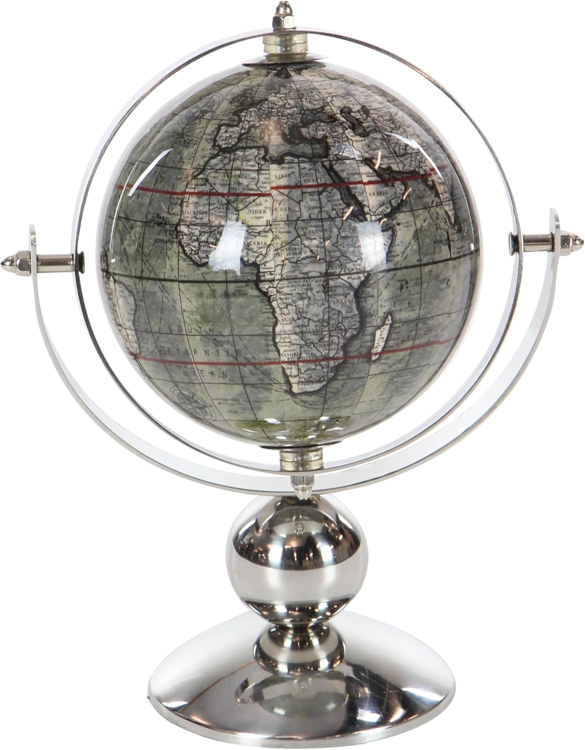 Deco 79 Stainless Steel Globe, 8" X 5" X 9", Silver