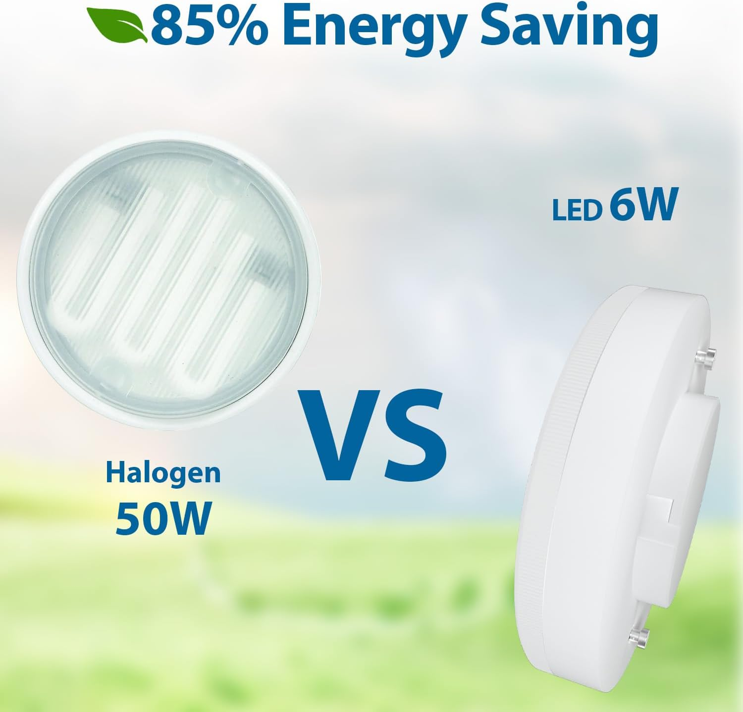 LUTW GX53 LED Bulb, 6W Equivalent to 50W Halogen, 6000K Cool White Light, Non-Dimmable, Beam Angle: 120&deg;, 556LM GX53 Recessed LED Spotlight for Cabinets, Showcases, Wardrobes, Pack of 4 image number 3