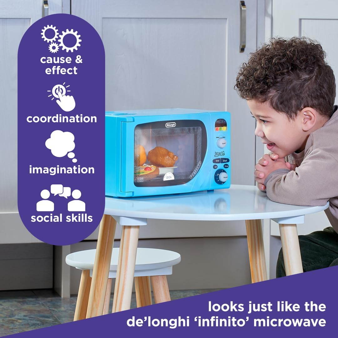 Casdon Delonghi Microwave. Toy Replica of Delonghi&rsquo;S &lsquo;Infinito&rsquo; Microwave for Children Aged 3+. Featuring Flashing Led&rsquo;S, Sounds & More, Blue image number 5