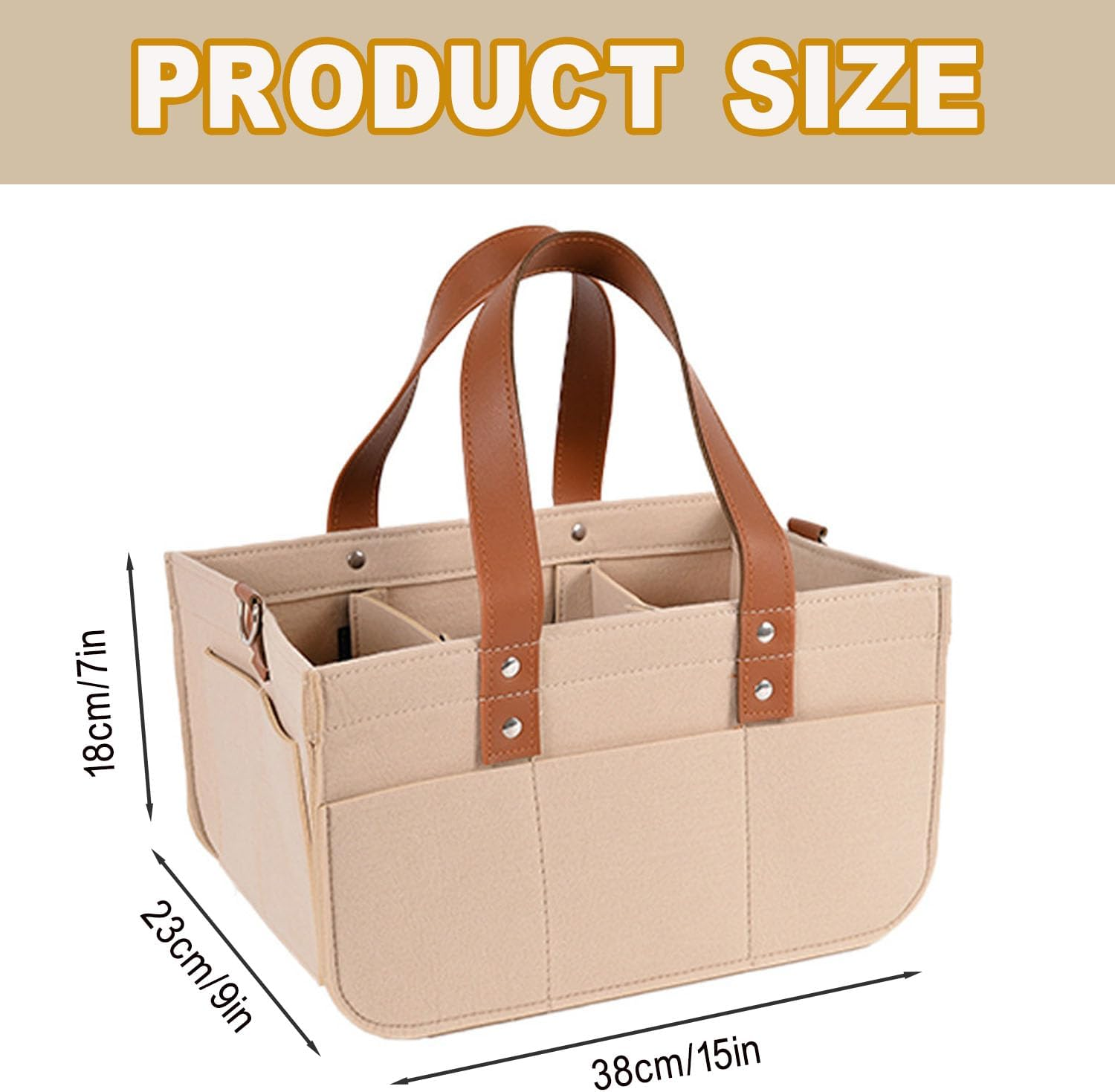 BEANPRECOY Diaper Organizer Felt Large Capacity Baby Travel Storage Bag Portable Mom Bag Hand Bag Foldable Baby Travel Storage Bag Felt Cloth Nursery Storage Bin for Diaper Toys Bottles Wipes Books image number 4