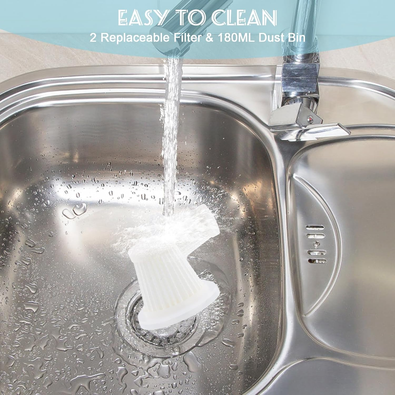 Handheld Vacuum Cleaner Powerful, 16000Pa Car Vacuum Cleaner Cordless, 4-In-1 Compressed Air Duster & Air Blower & Pump, USB Rechargeable 200W, Car Hoover for Pet Hair Sofa Home Office (Black) image number 6