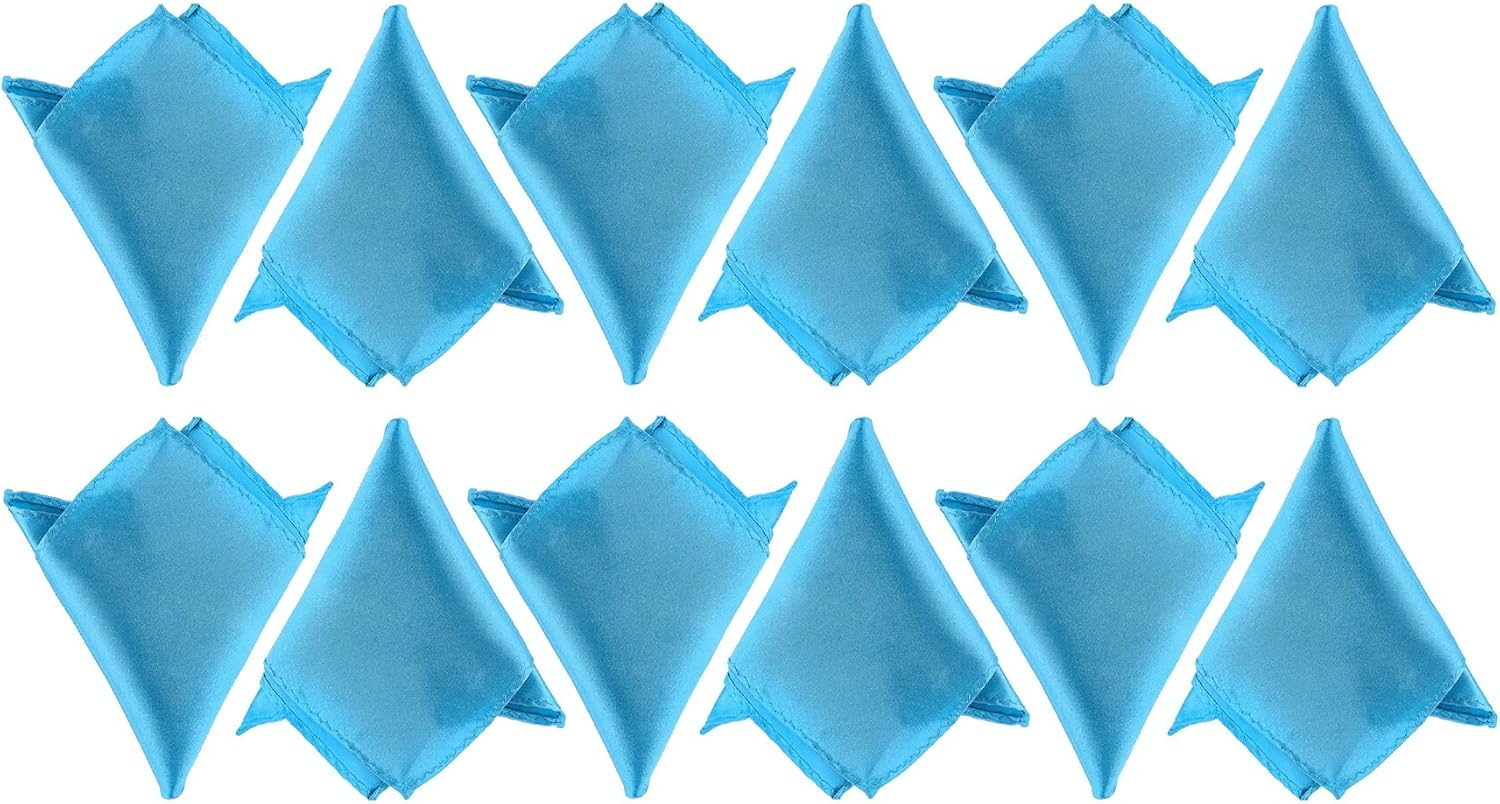Boolavard Satin 1Pcs, 6Pcs or 12Pcs Pack Solid Plain Wedding Mens Pocket Square Office Suit Handkerchief Hanky