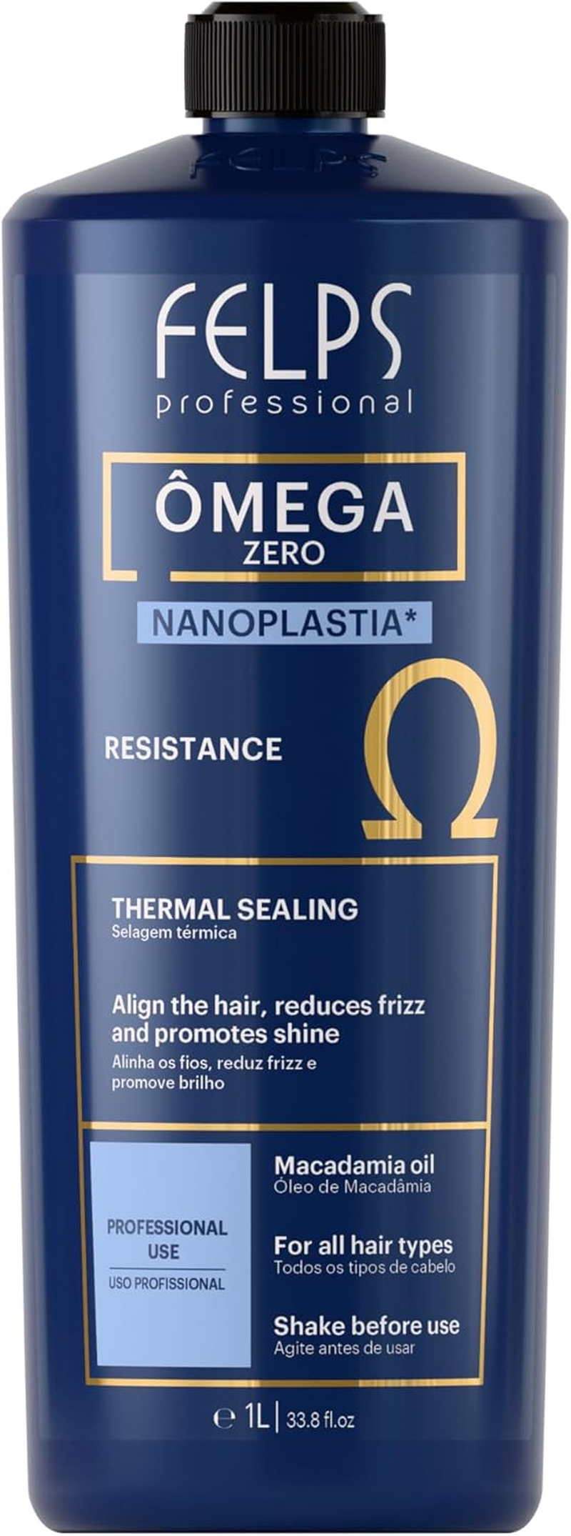 Felps Professional Omega - Thermal Sealing and Zero Unique Nanoplasty - Straightening & Smoothing Hair Treatment - Brazilian Keratin Blowout - Formaldehyde Free 1L/33.81Oz image number 4