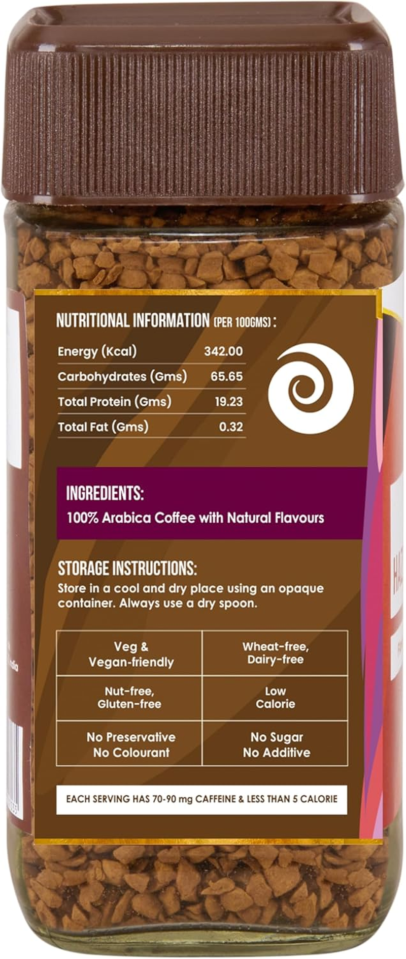 Planet Coffee&reg; | Mocha DELIGHT Coffee | 1.76 Ounces (50 Gms) Jar | Pure Arabica | Freeze-Dried Instant Coffee | No Added Sugar | Makes 25 Cups | Medium Roast | Flavoured Coffee image number 2