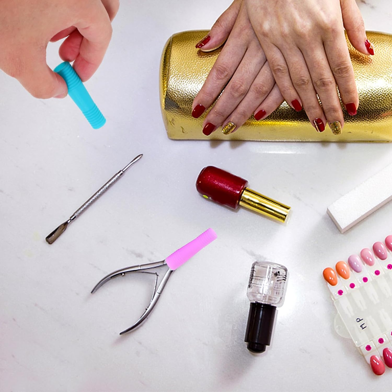 Healeved Nail Scissor Handle Covers Cuticle Cutter Handle Cover Silicone Material for Easy Handling Random Color image number 4