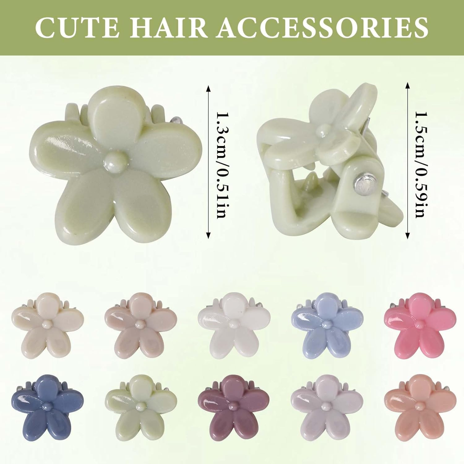 Pack of 50 Small Flower Hair Clips, Small Claw Clip, Colourful Mini Flower Hair Clips, Matte Non-Slip Hair Clips, Mini Hair Clip, Hair Accessories, for Children, Girls, Women image number 4