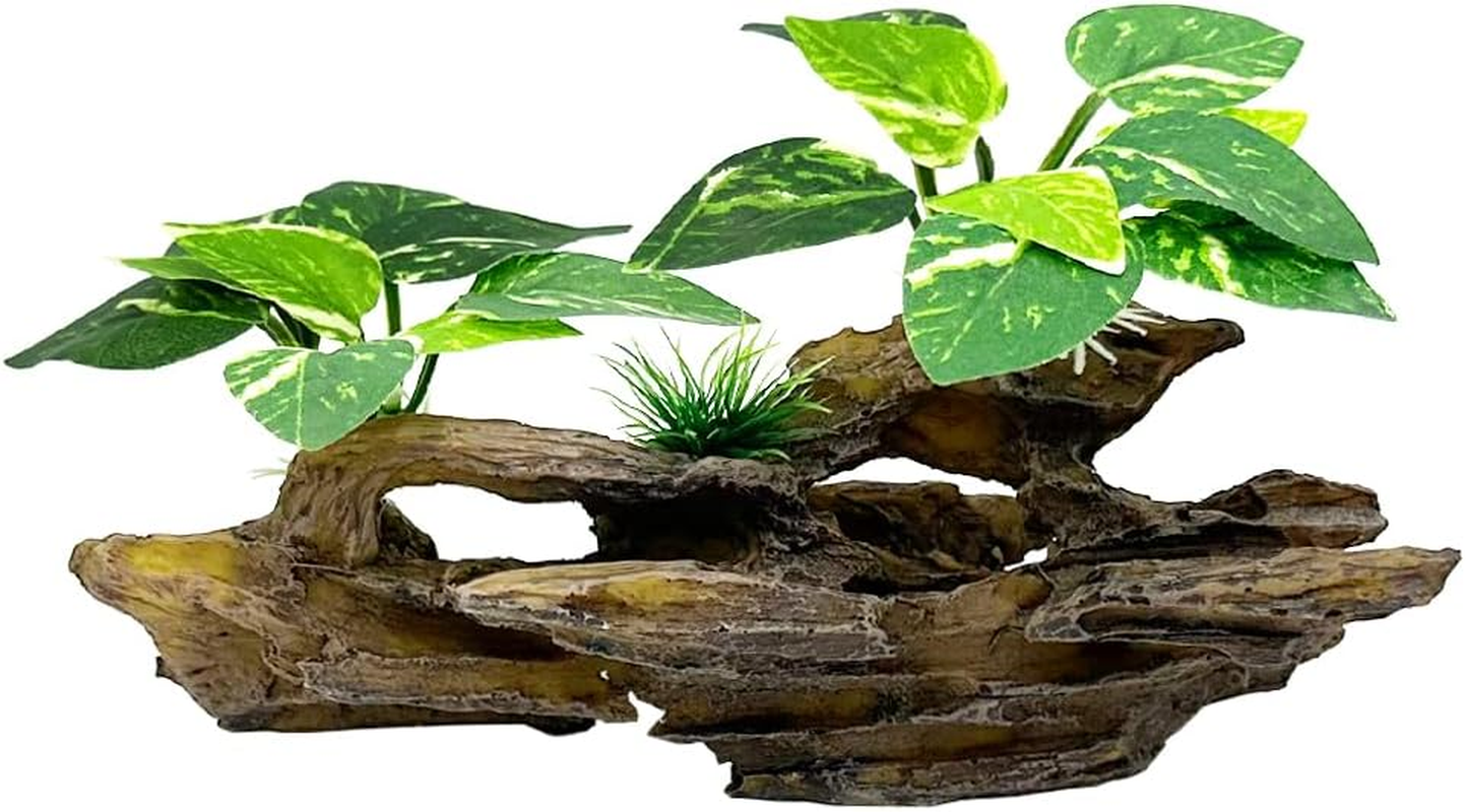 Smoothedo-Pets Fish Tank Decorations Aquarium Decor 3Pcs Ornaments Betta Silk Leaf Pad Hammock Artifical Driftwood Cave Goldfish Bowl Accessories (Mix-Leaf-Set-G)