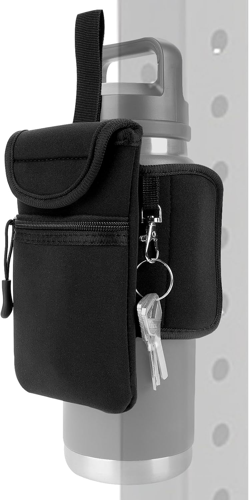 Linkidea Magnetic Water Bottle Sleeve Pouch Compatible with YETI Rambler Bottle, Hydro Flask Wide Mouth and Most 18Oz to 32Oz Bottles, Magnetically Water Bottle Bag for Gym with Pockets