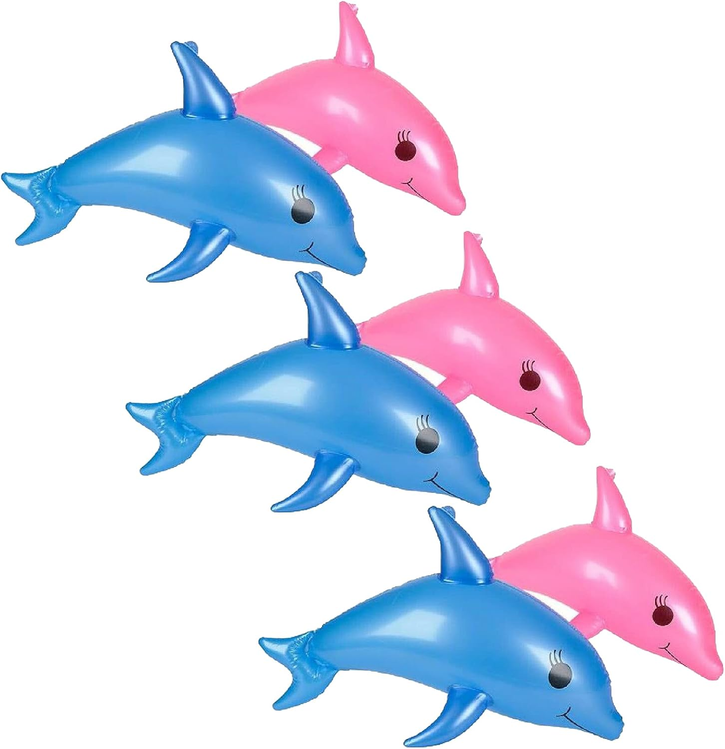 Blue and Pink Pearlized 22" Dolphin Inflatable Pool Toy (Set of 2) Inflate Beach Poolside Aquatic Sea Inflates (3 Sets - 3 Blue + 3 Pink) image number 4