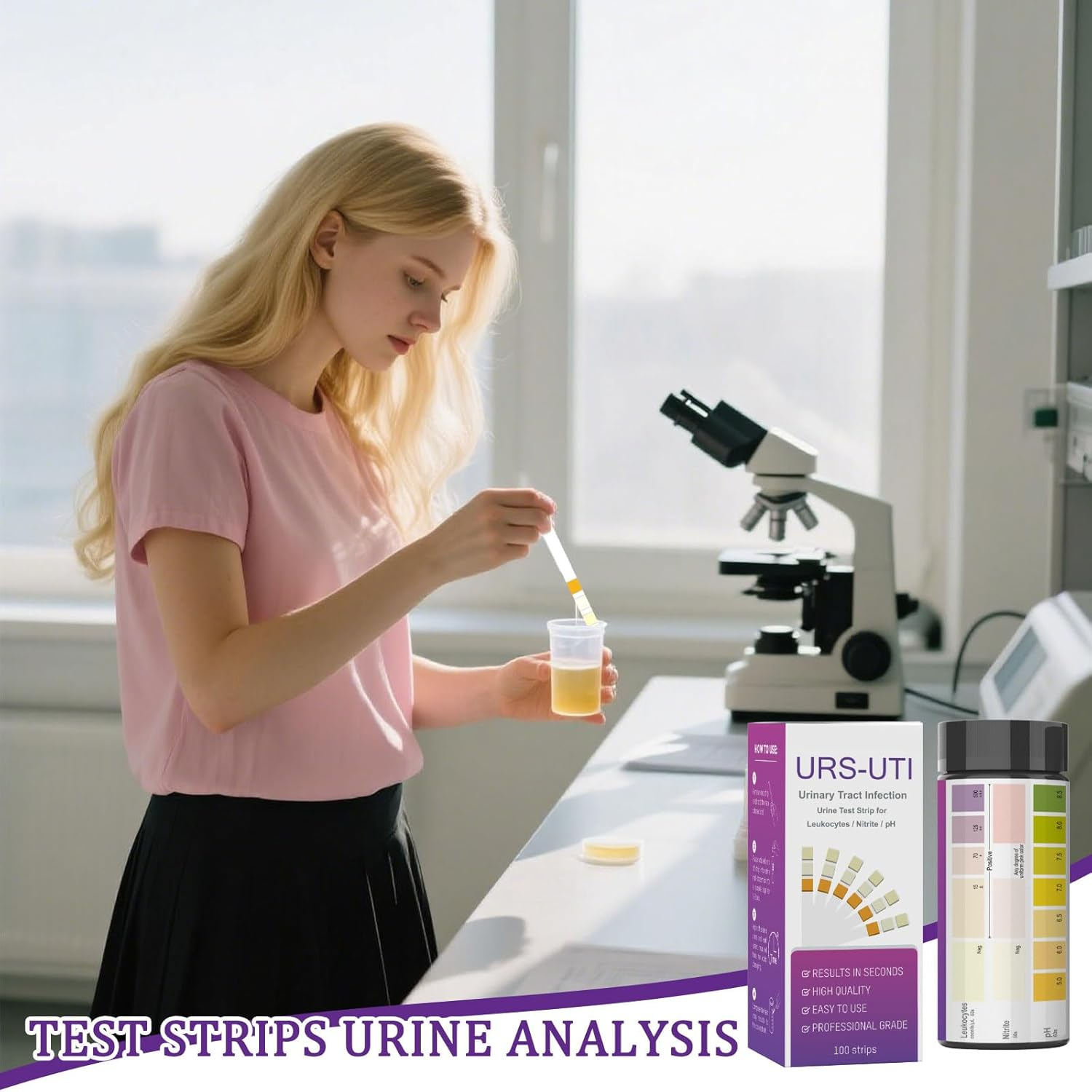 2Pcs UTI Urine Test Strips, Portable, Fast and Accurate Urine Test Strips, Home Urine Analysis, for PH, Glucose, Nitrite and White Blood Cell Detection image number 3