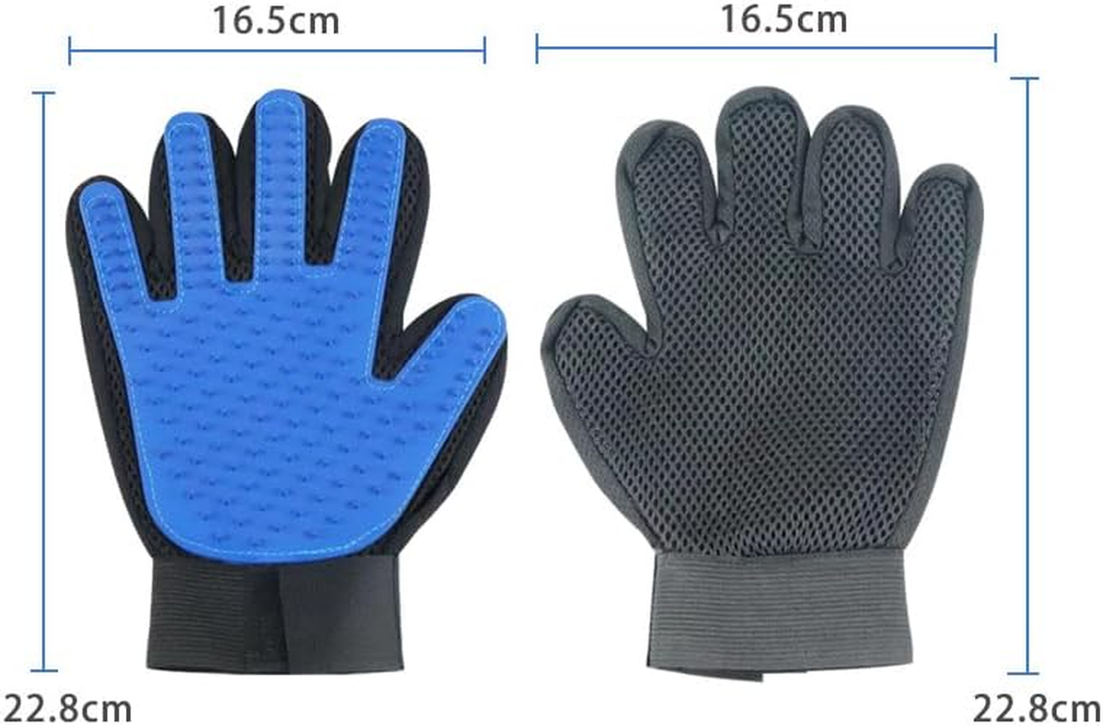 Soft Silicone Pet Grooming Gloves,A Pair for All Pet Hair Removal and Bath Needs, Also Serves as Cat Brush(Blue) image number 1