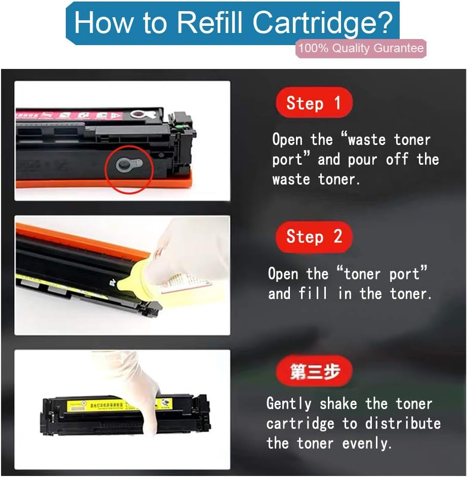 Toner Refill Kit for HP 201A Cf400A Cf401A Cf402A Cf403A Cartridge for Use with HP Color Laserjet Pro MFP M277Dw M252Dw M277 Pinter Ink Compatible 1-Pack (No Hole Making Tool) image number 5