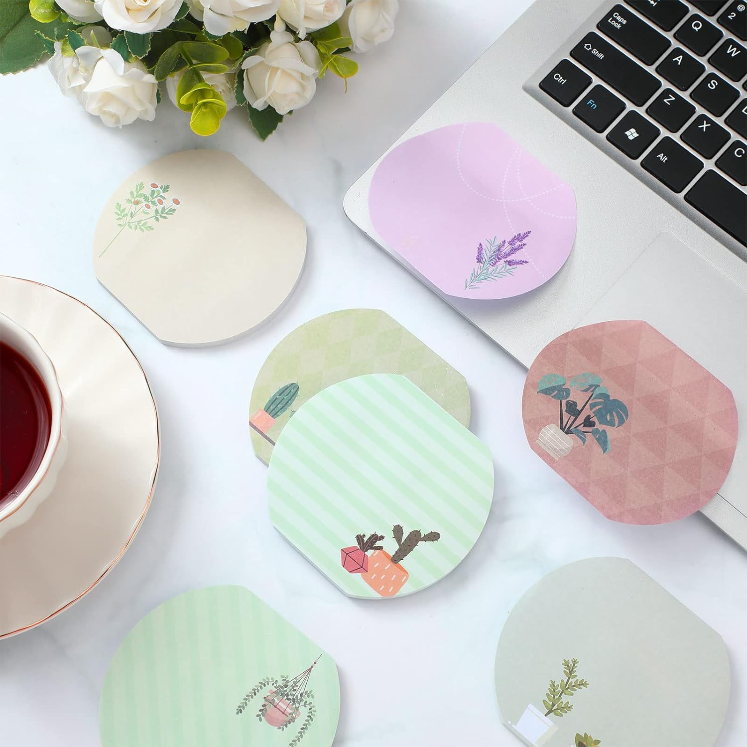 8 Pcs Plant Theme Cute Notes Pad Color Sticky Funny Note Pad List Stylish Practical Cute Notepads for Office Home Supplies, 50 Sheets per Piece(Plant) image number 2