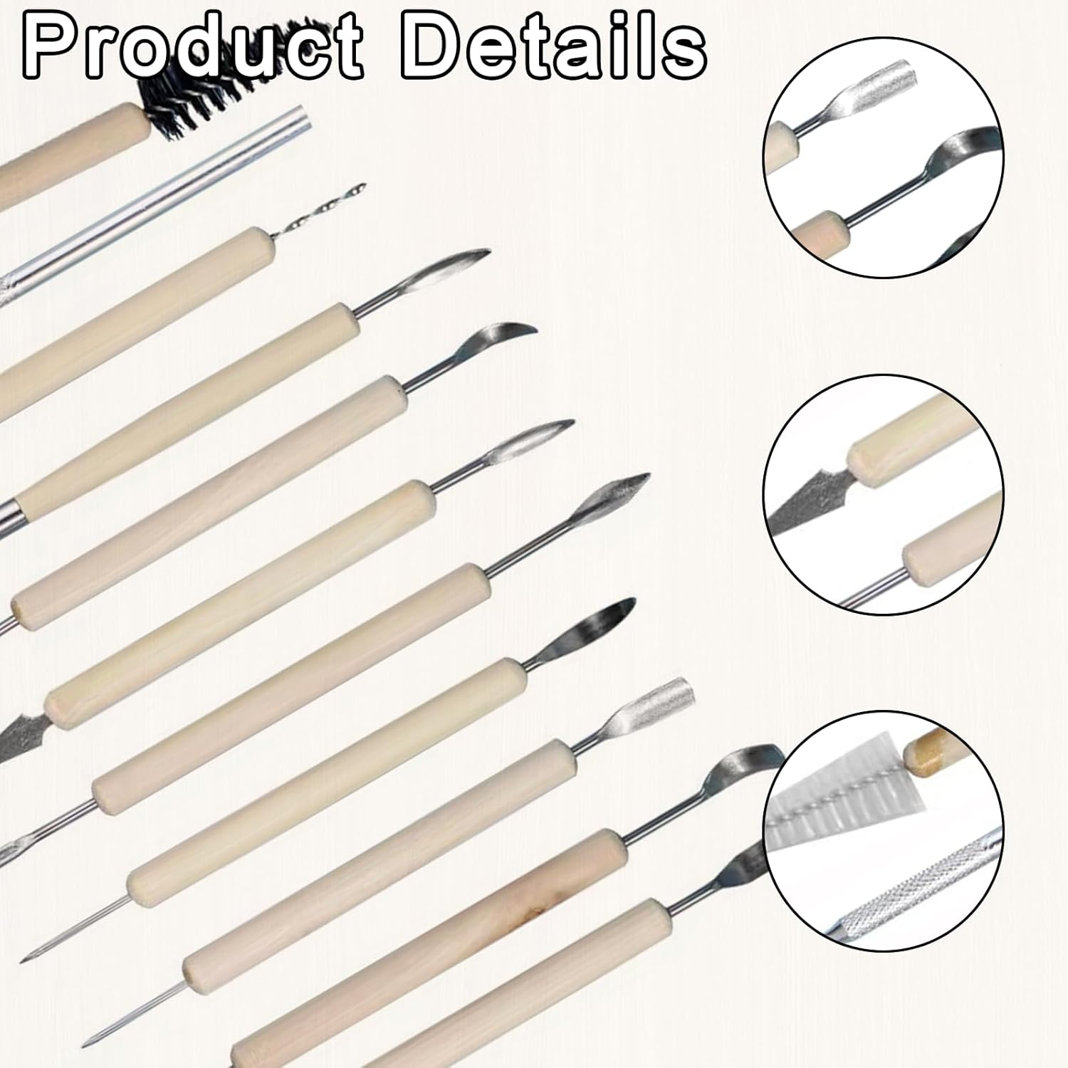 11PCS Pottery Clay Sculpting Tools Multifunctional Wood Carving Modeling Tools Wood Carving Kit Polymer Modelling DIY Sculpture Pottery Carving Suitable for Adults Beginners image number 2